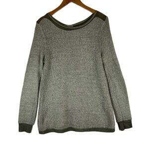 Tempo Paris Women's Knit Sweater Italian Wool‎ Blend Lace Back Olive Green